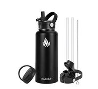 XACIOA Water Bottle Vacuum Insulated 32oz 1l with Straw Lid,Stainless Steel Drink Flask with Flip Top Bottle Lid,Metal Wide Mouth Double Walled Leak Proof Keeps Hot and Cold