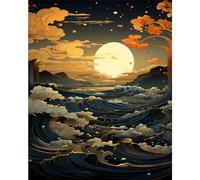 xackcme Ocean Wave Paint by Numbers for Adults - Landscapes Paint by Number on Canvas Without Frame, DIY Scenery Oil Painting for Gift Home Wall Decor (16x20 inch)