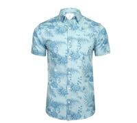 Xact Hawaiian Shirt for Men - 100% Cotton Short Sleeve Tropical Floral Shirt, Classic Collar Summer Beach Holiday Shirt