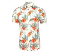 Xact Hawaiian Shirt for Men - 100% Cotton Short Sleeve Tropical Floral Shirt, Classic Collar Summer Beach Holiday Shirt