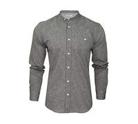 Xact Long Sleeved Linen Grandad Nehru Shirt (Black Wash) XXXL