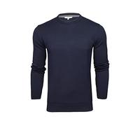 Xact Men’s 100% Cotton Premium 12-Gauge Knit Crew Neck Jumper - Lightweight Soft Pullover Sweater for Smart Casual (Dark Navy) M