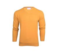 Xact Men’s 100% Cotton Premium 12-Gauge Knit V-Neck Jumper - Lightweight Soft Vee Neck Pullover Sweater for Smart Casual (Mustard) L