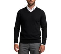 Xact Men’s 100% Cotton Premium 12-Gauge Knit V-Neck Jumper - Lightweight Soft Vee Neck Pullover Sweater for Smart Casual (Black) S