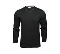 Xact Men’s 100% Cotton Premium 12-Gauge Knit V-Neck Jumper - Lightweight Soft Vee Neck Pullover Sweater for Smart Casual (Black) XXL
