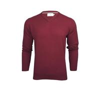 Xact Men’s 100% Cotton Premium 12-Gauge Knit V-Neck Jumper - Lightweight Soft Vee Neck Pullover Sweater for Smart Casual (Burgundy) M