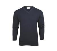 Xact Men’s 100% Cotton Premium 12-Gauge Knit V-Neck Jumper - Lightweight Soft Vee Neck Pullover Sweater for Smart Casual (Navy) XL