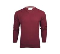 Xact Men’s 100% Cotton Premium 12-Gauge Knit V-Neck Jumper - Lightweight Soft Vee Neck Pullover Sweater for Smart Casual (Burgundy) L