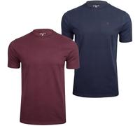 Xact Men’s 2 Pack T Shirts Heavyweight 200GSM Cotton Slim Fit Crew Neck Short Sleeve Tees (2-Pack - Winetasting/Sky Captain Navy) M