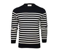 Xact Mens Breton Stripe Pure Cotton Jumper (Navy/Ecru) XL