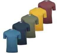 Xact Men’s Plain Cotton T Shirts 5 Pack - Soft Breathable Crew Neck Tees, Short Sleeve Men’s Summer Holiday Basics, Plain T Shirt Multipack Short Sleeve (5-Pack - Deep Reflection) M