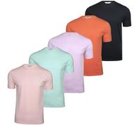 Xact Mens 5-Pack Plain Crew Neck Cotton T-Shirts (5-Pack - Navy/Orange/Lilac/Aqua/Pink) L
