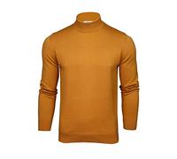 Xact Men’s Pure Cotton Mock Neck Turtleneck Jumper - Premium High Neck Knit, Soft Breathable Winter Sweater, Warm Lightweight Pullover Knitwear (Mustard) M