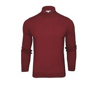 Xact Men’s Pure Cotton Mock Neck Turtleneck Jumper - Premium High Neck Knit, Soft Breathable Winter Sweater, Warm Lightweight Pullover Knitwear (Burgundy) XXXL
