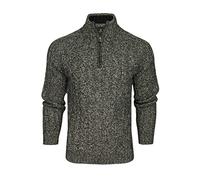 Xact Men’s Quarter Zip Cable Knit Jumper, Chunky Funnel Neck 1/4 Zip Pullover, Regular Fit Warm Smart Casual Knitwear (Black/Dove Grey Twist) M