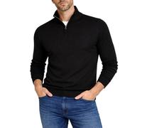 Xact Men’s Quarter Zip Jumper Cotton Rich Regular Fit, 1/4 Zip Pullover Sweater, Smart Casual Knitwear, Classic Zip Neck Jumper (Black) XL