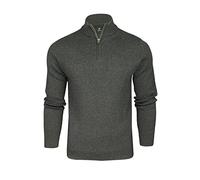 Xact Men’s Quarter Zip Jumper Cotton Rich Regular Fit, 1/4 Zip Pullover Sweater, Smart Casual Knitwear, Classic Zip Neck Jumper (Dark Grey Marl) M