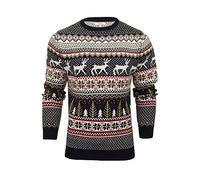 Xact Men’s Rude Funny Fair Isle Christmas Jumper - Novelty Knit Sweater, Festive Pullover, Crew Neck Winter Knitwear, Drinking Reindeers, Beer Glasses, Quirky Xmas Party Jumper Day Stocking Filler