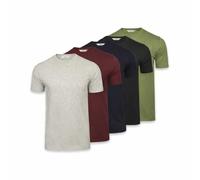 Xact Men’s T-Shirts 5 Pack - 100% Cotton Plain Crew Neck Tees, Regular Fit Short Sleeve Multipack (5-Pack - Black/Grey/Wine/Green/Navy) XL