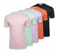Xact Men’s T-Shirts 5 Pack - 100% Cotton Plain Crew Neck Tees, Regular Fit Short Sleeve Multipack (5-Pack - Navy/Orange/Lilac/Aqua/Pink) XL