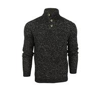 Xact Men's 1/4 Button Front Funnel Neck Jumper (Jet Black) S