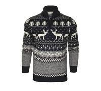 Xact Mens 1/4 Zip Reindeer Xmas/Christmas Jumper (Navy) M