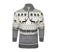 Xact Mens 1/4 Zip Reindeer Xmas/Christmas Jumper (Ecru) S