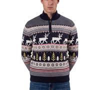 Xact Mens 1/4 Zip Reindeer Xmas/Christmas Jumper