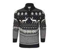 Xact Mens 1/4 Zip Reindeer Xmas/Christmas Jumper (Navy) L