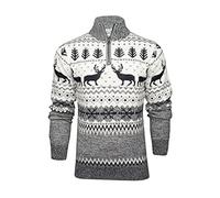 Xact Mens 1/4 Zip Reindeer Xmas/Christmas Jumper (Ecru) XXL