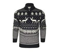 Xact Mens 1/4 Zip Reindeer Xmas/Christmas Jumper (Navy) XXXL