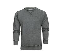 Xact Men's 100% Cotton Crew Neck Sweatshirt - Regular Fit Pullover Jumper - Washed Finish with V-Stitch Detail - Casual Everyday Top, Charcoal, M