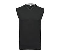 Xact Men's 100% Cotton Knitted Sleeveless V-Neck Vest Tank Top Jumper - Business Smart, Classic Lightweight Pullover for All-Day Comfort (Black) M