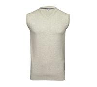 Xact Men's 100% Cotton Knitted Sleeveless V-Neck Vest Tank Top Jumper - Business Smart, Classic Lightweight Pullover for All-Day Comfort (Light Grey Marl) XXL