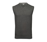 Xact Men's 100% Cotton Knitted Sleeveless V-Neck Vest Tank Top Jumper - Business Smart, Classic Lightweight Pullover for All-Day Comfort (Dark Grey Marl) M