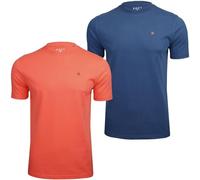 Xact Men's 2-Pack Premium Crew Neck T-Shirt, 200 GSM, 100% Cotton, Soft Touch Peached Finish, Short Sleeve (2-Pack - Posiedon Blue/Hot Coral) XXL