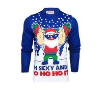 Xact Men's '3D Novelty' Christmas Jumper, Crew Neck (Sexy - Sapphire) S