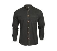 Xact Mens 6.6 oz Denim Band Grandad Collar Shirt, Long Sleeved, Regular Fit (Black Denim) M