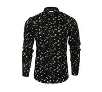 Xact Mens Bird Print Shirt Slim Fit Long Sleeve 100% Cotton