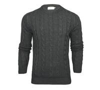 Xact Men's Cable Knit Jumper - UK Brand Crew Neck Pullover Sweater, Classic Cable Pattern - Versatile Layering Knit for Men, Smart or Casual Autumn-Winter-Spring Outfits
