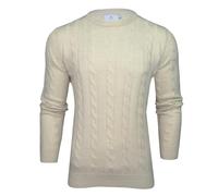 Xact Men's Cable Knit Jumper - UK Brand Crew Neck Pullover Sweater, Classic Cable Pattern - Versatile Layering Knit for Men, Smart or Casual Autumn-Winter-Spring Outfits