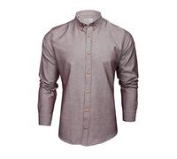 Xact Mens Chambray Shirt, Button-Down Collar, Long Sleeved, Slim Fit (Burgundy) M