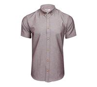 Xact Mens Chambray Shirt, Button-Down Collar, Short Sleeved, Slim Fit