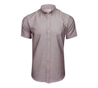 Xact Mens Chambray Shirt, Button-Down Collar, Short Sleeved, Slim Fit (Burgundy) XXL