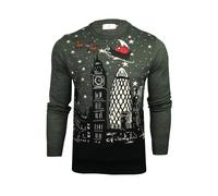 Xact Men's Christmas Jumper, London or New York Skyline, Crew Neck (London - Grey) M