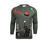 Xact Mens Christmas Jumper, London or New York Skyline, Crew Neck