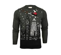 Xact Men's Christmas Jumper, London or New York Skyline, Crew Neck (London - Grey) L