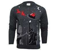 Xact Men's Christmas Jumper, London or New York Skyline, Crew Neck (New York-Grey) M