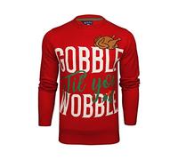 Xact Men's Christmas Jumper, Novelty Funny Naughty Theme (Gobble Til You Wobble) L