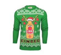Xact Men's Christmas Jumper, Novelty Funny Naughty Theme (Reinbeer - Christmas Green) XL